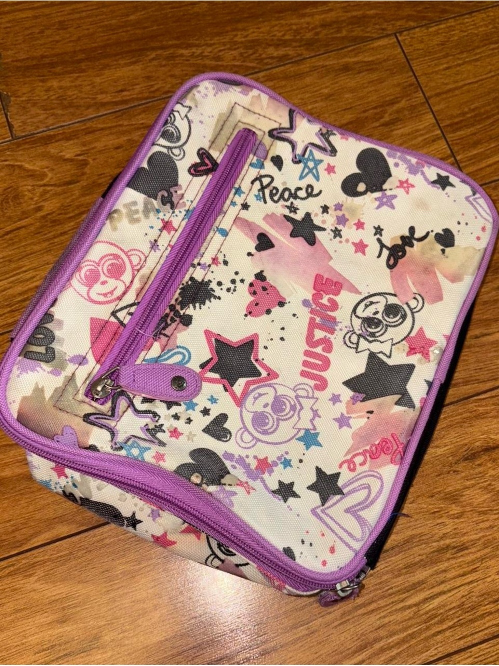 Y2K Justice pink and purple lunchbox